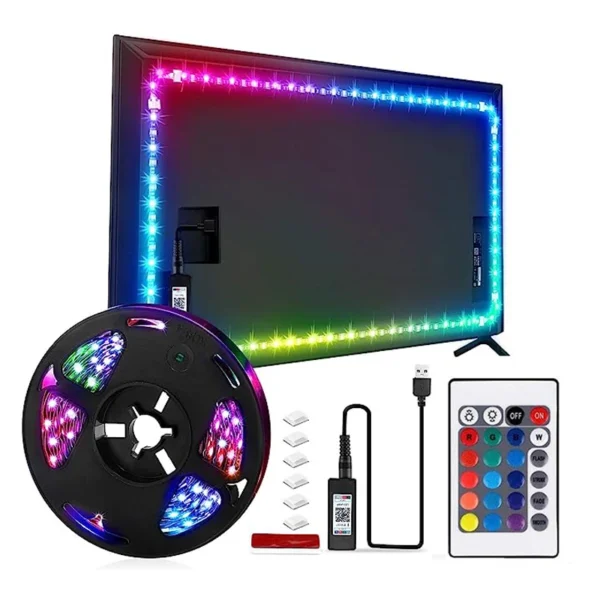 Led USB Strip Light 5M Color Changing 5050 RGB LED Flexible Lights with 24 Keys for Children Gaming Room Home Party TV Backlight